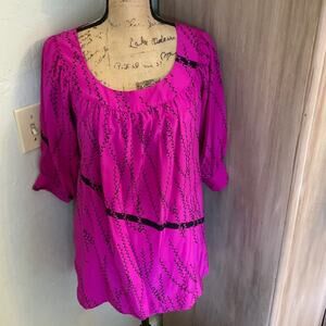 Silk Lux floral tunic square scoop neck pink black Y2k 100% silk top mini dress